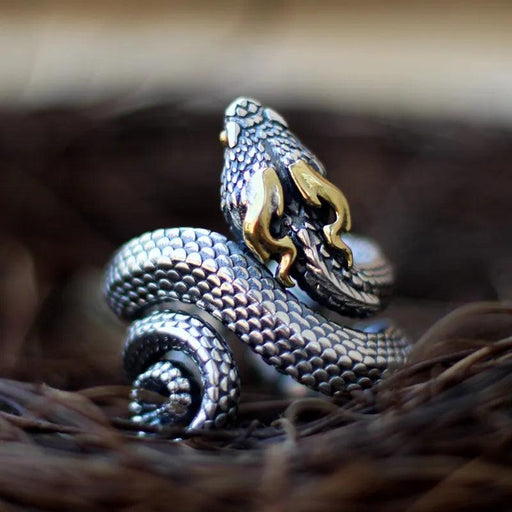 Bold Serpent Coil Ring - Vintage Gothic Animal Punk Statement Jewelry Piece