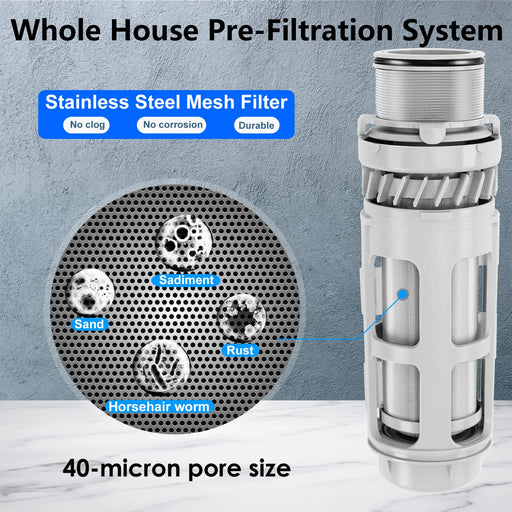 Advanced Whole House Water Filtration System with Auto-Cleaning Pre-Filter and Live Pressure Tracking