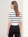 Chic Striped Summer Knit Blouse for Women - Short-Sleeve Slim Fit