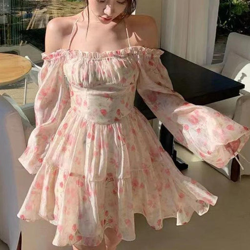 Kawaii Floral Long Sleeve Summer Mini Dress for Women - Trendy Y2K Style for Beach Gatherings 2023