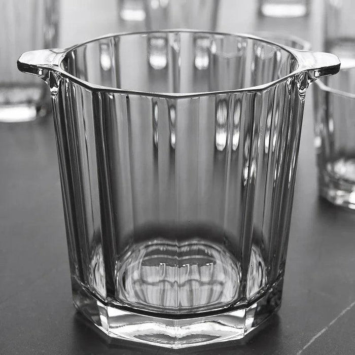 Sleek Crystal Ice Bucket with Champagne Holder - Luxurious Wine Chiller for Events and Bars