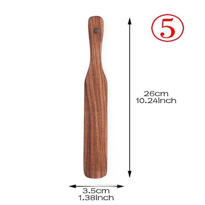 Sustainable Teak Wood 7-Piece Kitchen Utensil Set - Eco-Friendly Cooking Tools