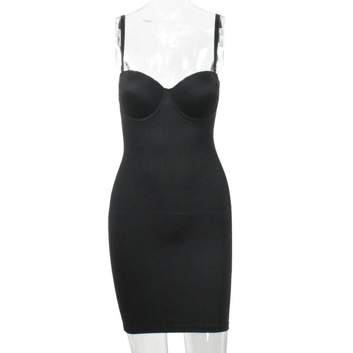 Chic Empire Waist Underwire Slip Dress in Black & Nude