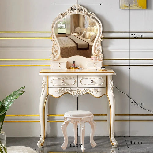 Chic European Minimalist Makeup Vanity Table