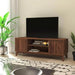 60" Walnut-Finished Mid-Century Modern TV Stand with Soft-Close Doors and Adjustable Shelf