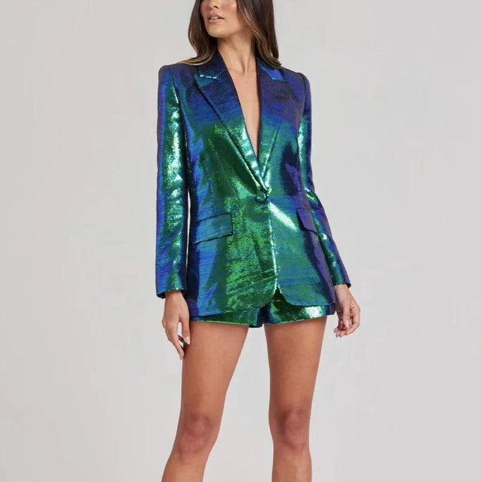 Blazer Shorts Suits Two Piece Sets Sequins