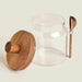 Elegant Glass Storage Jar with Acacia Wood Lid and Spoon for Coffee and Spices