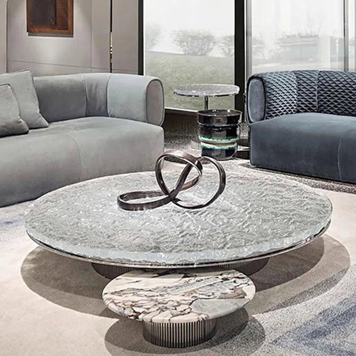 Elegant Round Marble Corner Coffee Table - Chic Nesting Design for Any Space