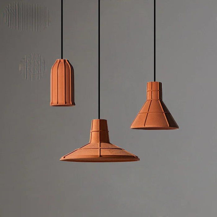 Retro-Inspired Orange Concrete Pendant Light for Contemporary Interiors