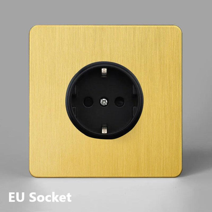 Luxurious Gold Dimmer Switch Set with USB Charging Port - Perfect for French/EU Plugs