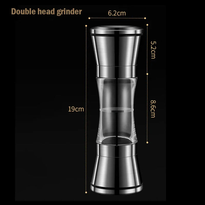 PepperPro Dual-Head Stainless Steel Spice Grinder with Extra Large Storage Capacity