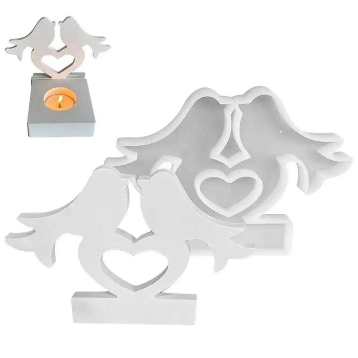 Heart and Bird Silicone Candle Holder Mold for Resin Casting – Versatile Square and Heart Shaped Designs