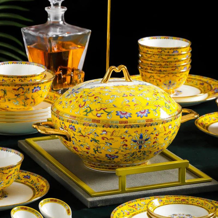 Luxurious authentic Bone China Dining Set - Exquisite Enamel Court Collection