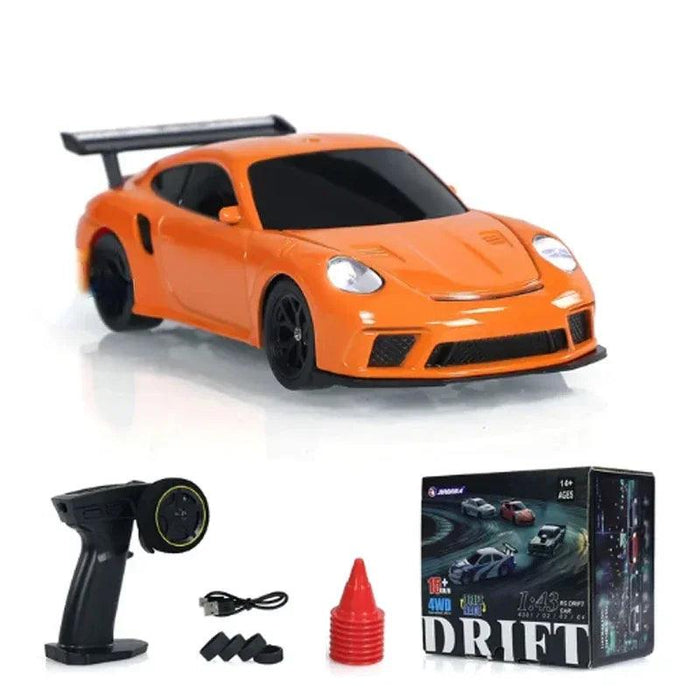 1/43 Scale 4WD High-Speed Remote Control Drift Car - Mini Racing Model with Accessories