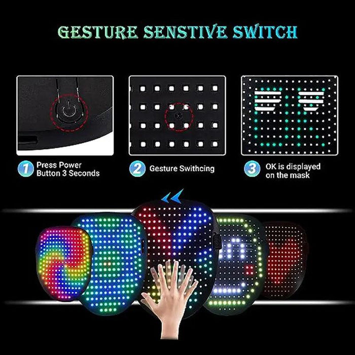 Dynamic LED Glow Mask with 50 Dazzling Patterns for Festive Fun