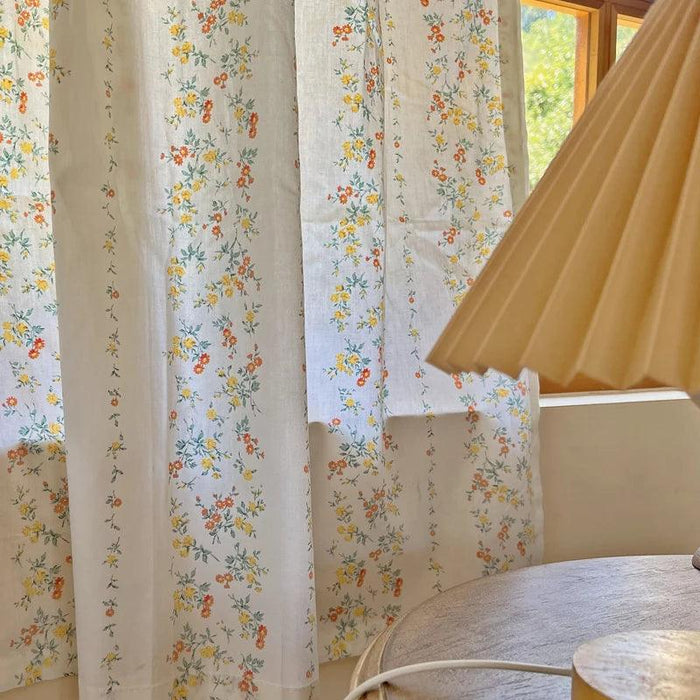 French Floral Cotton Rod Pocket Curtains for Kitchen & Bath – Retro Short Blinds & Partitions