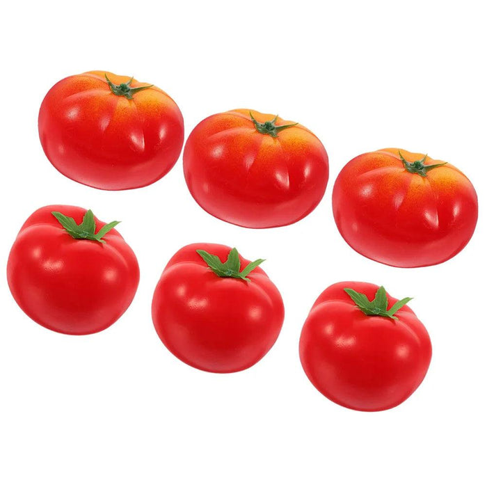 Lifelike 6-Piece Faux Tomato Collection - Realistic Decorative Props for Home and Retail Spaces