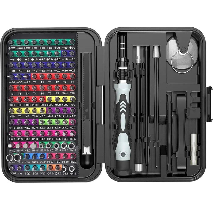 Professional 132-Piece Magnetic Precision Screwdriver Set with Durable Chrome-Vanadium Steel Bits and Color-Coded Handles for All Repair Needs