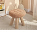 Scandinavian Round Wooden Pouf Stool with Easy-Care Cover