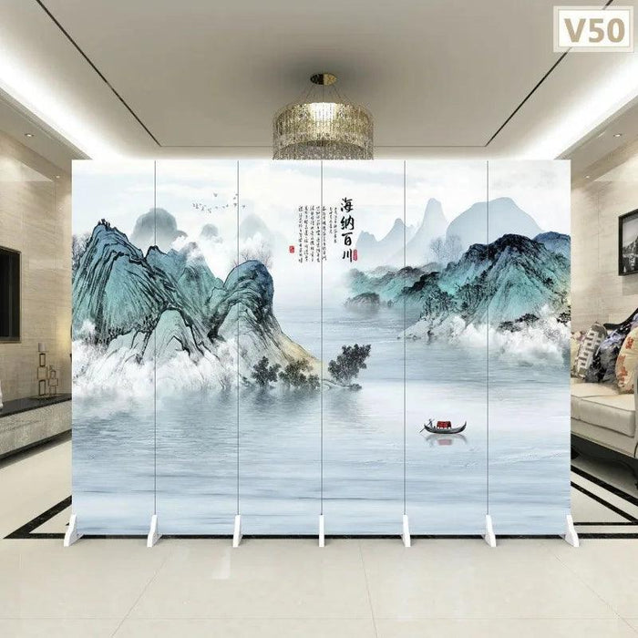 Versatile Mobile Folding Chinese Partition Screen for Hotels and Offices - Dual-Sided Conference Divider