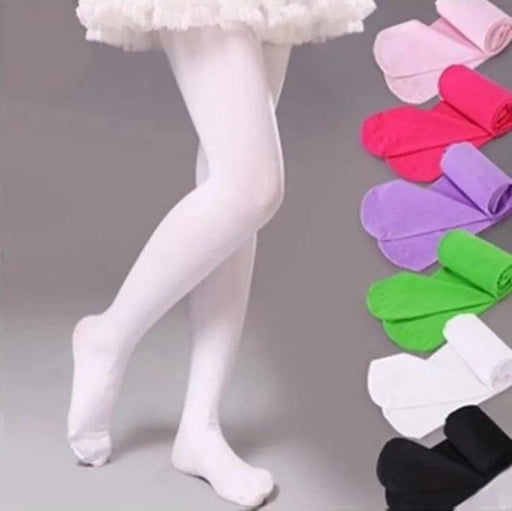 Girls' Professional White Ballet Tights - Velvet Pantyhose for Kids