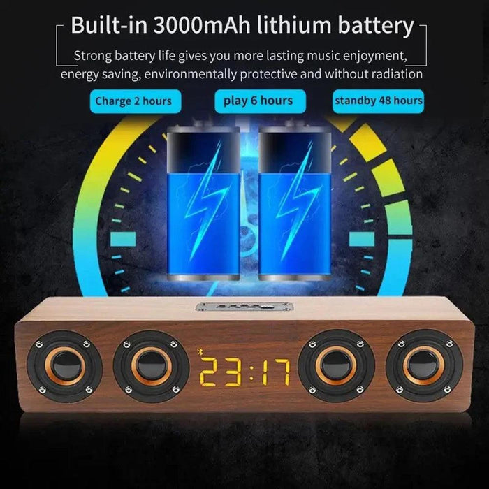 Stylish Wooden Bluetooth Alarm Clock with Built-in Speaker, FM Radio, and Color-Changing LED Lights for Home and Gaming Environments