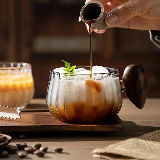 200ML Heat-resistant High Boron Silicon Glass Coffee Mug with Wooden Handle