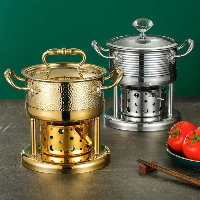 Solo Dining Stainless Steel Pot Set with Integrated Alcohol Burner