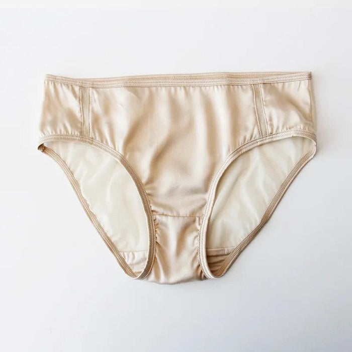 Luxe Mulberry Silk Lace-Trimmed Mid Rise Briefs for Women