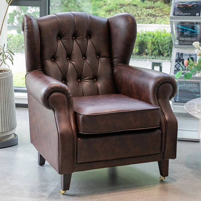 Elegant Leather Wingback Chair for Modern Living Areas