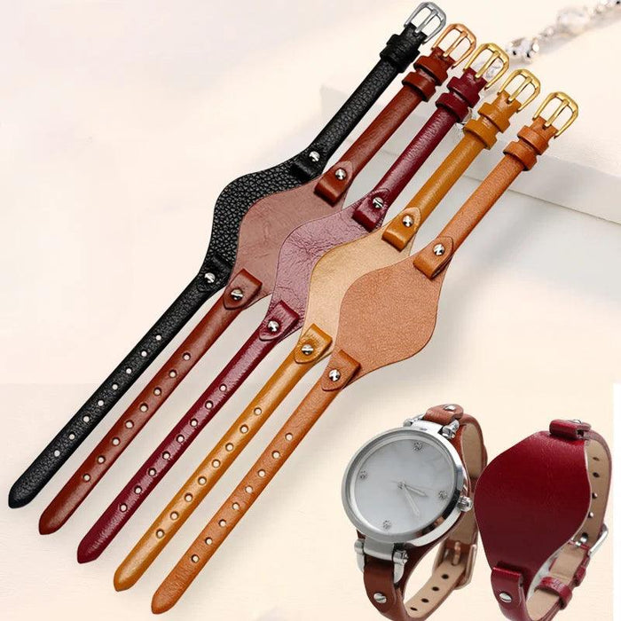 Elegant Cowhide Leather Watch Straps with Rose Steel Buckle - A Luxurious Women's Accessory