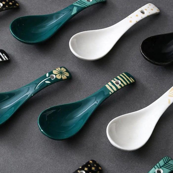 Artisan Handcrafted Japanese Ceramic Soup Spoon for Sophisticated Dining