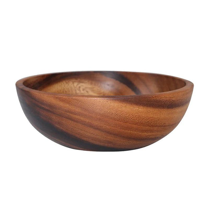 Artisanal Acacia Wood Serving Bowl - Japanese-Inspired Elegance for Culinary Delights