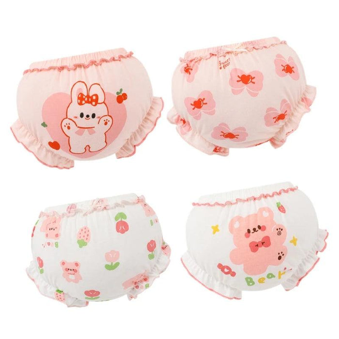 4-Pack Soft Cotton Cartoon Underwear for Baby Girls, Breathable Kids Panties for Ages 1.5-5 Years