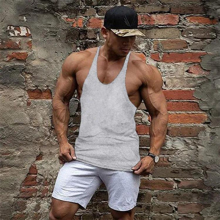 Men's Sleeveless Cotton Tank Top for Bodybuilding and Fitness - Muscle Stringer Vest