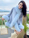 Chic Korean Wool Cape Coat for Women with Luxurious Fox Fur Trim - Must-Have Autumn Outerwear