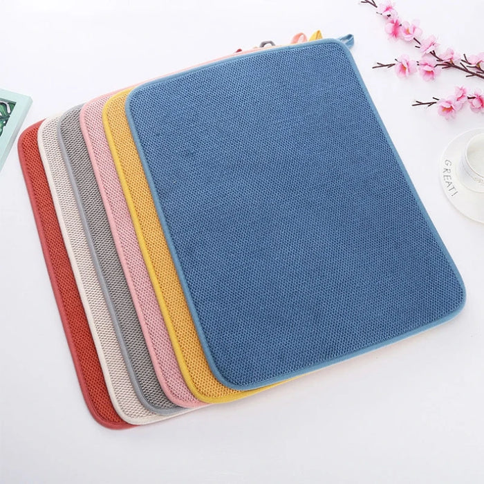 Ultra-Absorbent Microfiber Dish Drying Mat - Versatile Countertop Protector