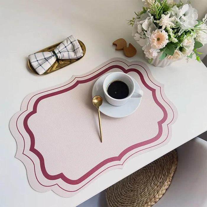 Chic Morandi Cream PU Leather Heat-Resistant Dining Table Mat - Stylish Western Food Placemat