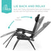 Luxury Zero Gravity Lounge Chairs Set with Accessories in Elegant Black