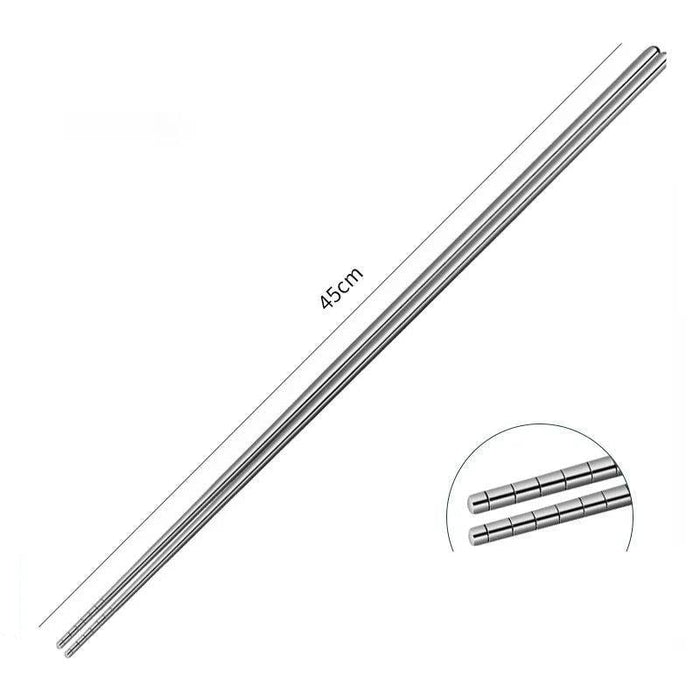 Sustainable Stainless Steel Chopsticks with Extended Length and Anti-Slip Grip