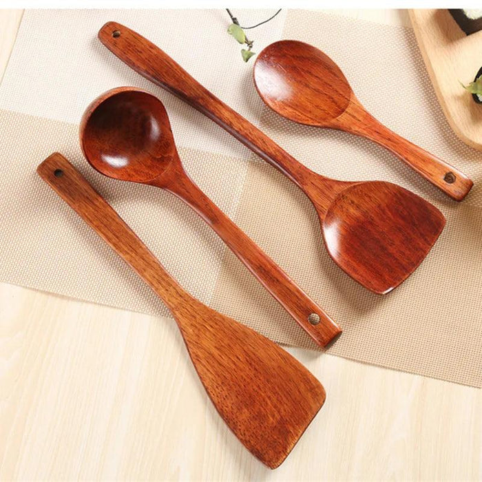 Eco-Conscious Sumac Finished Wooden Utensil Set for Culinary Artisans