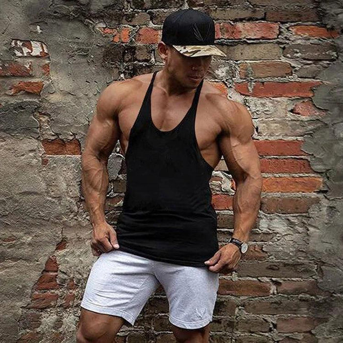 Men's Sleeveless Cotton Tank Top for Bodybuilding and Fitness - Muscle Stringer Vest