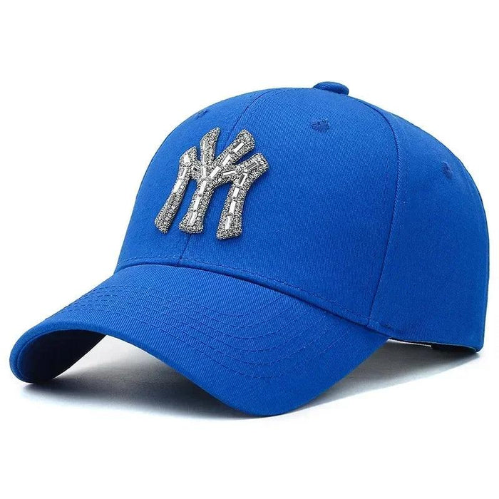 Diamond-Embellished Cotton Baseball Cap with Adjustable Fit