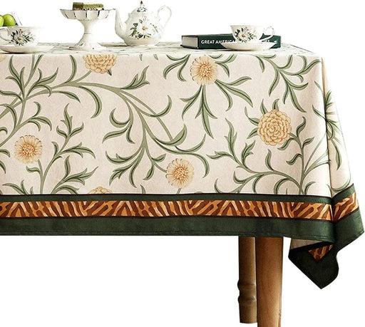 Elegant French Daisy Lightweight Waterproof Rectangular Tablecloth for Dining Events