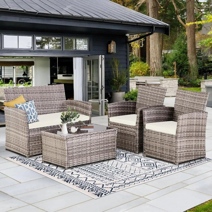 Versatile Outdoor Wicker Lounge Set for Patio and Garden