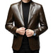 Men's Premium Faux Leather Lapel Jacket with Elegant Button Cuffs and Practical Pockets