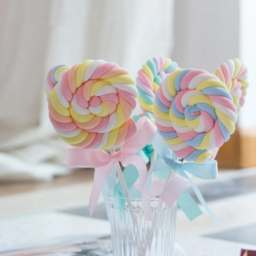 Charming Faux Cotton Candy Lollipop - Ideal for Sweet Displays, Kids' Photography, and Wedding Decorations