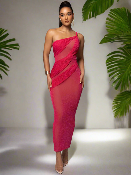 Sophisticated Off-Shoulder Backless Maxi Dress with Eye-Catching Side Split for Women's Formal Events