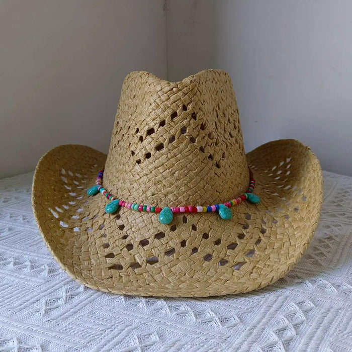 Lake Blue Western Cowboy Straw Hat Unisex with Adjustable Size