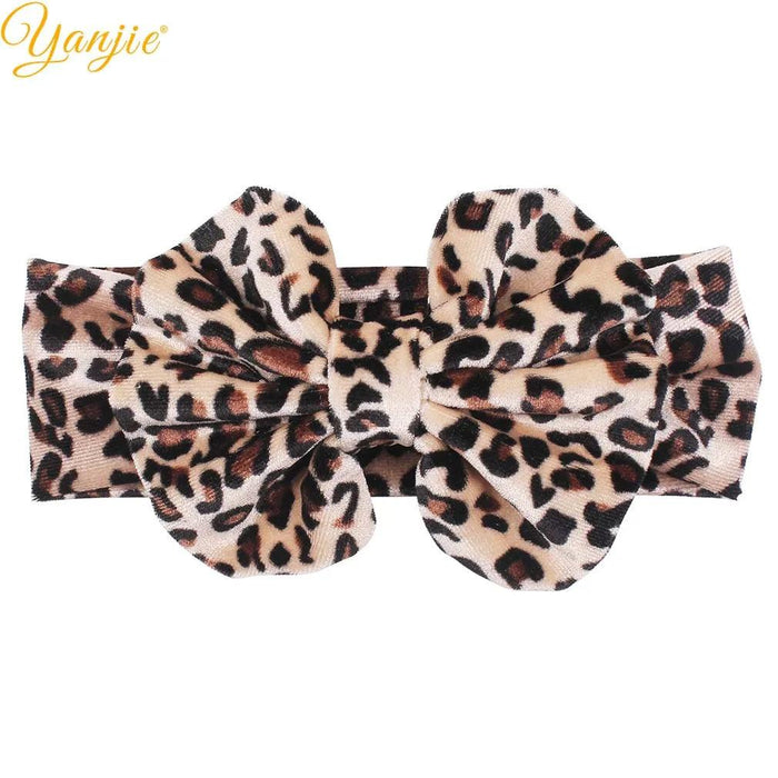 Leopard Print Velvet Headband and Hair Bow Set - Stylish Hair Accessories for Fashion-Forward Girls